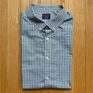 UNTUCKit Men’s Short Sleeve Dress Shirt Slim Wrinkle Free 2XL Green Blue Checks